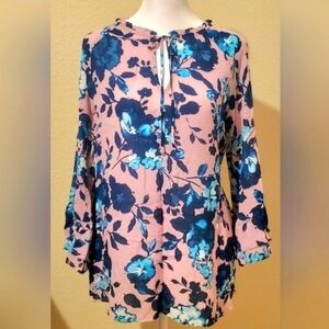J. Jill‎ Womens Floral Blouse Pink & Blue NWOT Size XS